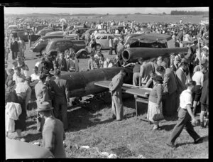 Royal New Zealand Air Command RAC pageant at Mangere, static display of V-1 'flying bomb' missile