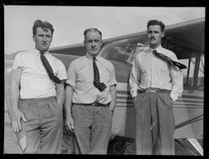 Royal New Zealand Air Command RAC pageant at Mangere, showing E S Caro, J D Nelson and J M Cranstone