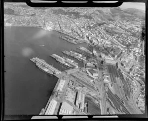 Wellington city, showing wharves and railway yards