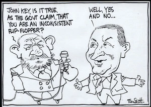 "John Key, is it true, as the govt claim, that you are an inconsistent flip-flopper?" "Well, yes and no..." 9 August, 2007