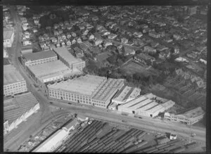 Railway yards and warehouses in Parnell, Auckland, including New Zealand Loan & Mercantile Agency