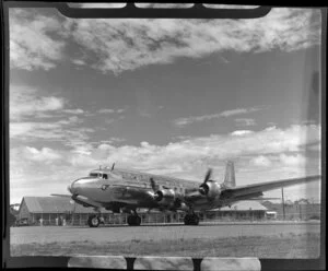 British Commonwealth Pacific Airlines DC6 aircraft at Nadi airport, Fiji