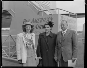 Mr and Mrs B Montgomery with their daughter Emily, passengers on Pan American World Airways Clipper aircraft