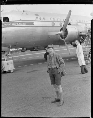 Master Lendrum, passenger on Pan American World Airways Clipper aircraft Kit Carson