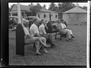 Unidentified guests at the meke, Vuda village, Fiji