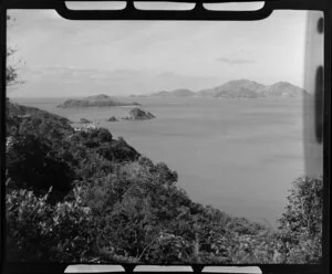 View of a bay with islands, unidentified location, Hong Kong