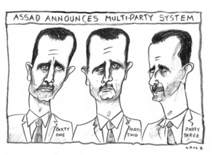 Grosz, Christopher, 1947-:Assad announces Multi-Party System. - 8 August 2011