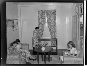 Unidentified women in the sitting room of the Northern Hotels, Fiji
