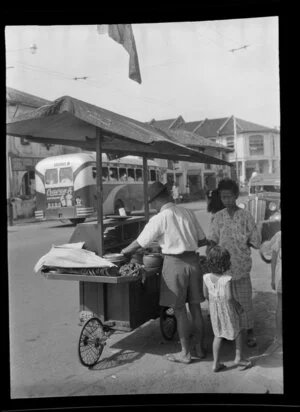 Singapore street scene, goods seller