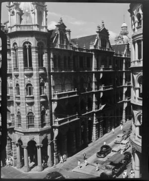 Elevated view of the General Post Office, Hong Kong, with street scene below
