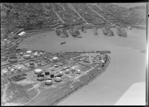 British Petroleum tanks and Lyttelton wharf area