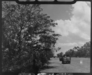 Roadside scene, Darwin, Northern Territory, Australia, including Qantas Empire Airways utility vehicle