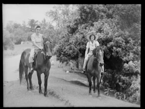 Two unidentified women on horseback, Norfolk Island