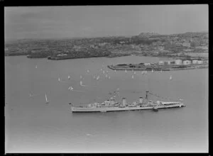 HMNZS Bellona and the 100th Anniversary Day regatta, Auckland Harbour