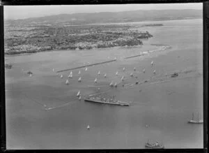 HMNZS Bellona at the 100th Anniversary Day regatta, Auckland Harbour