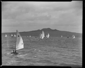 18 footer yacht race, 100th Anniversary Day regatta, Auckland Harbour
