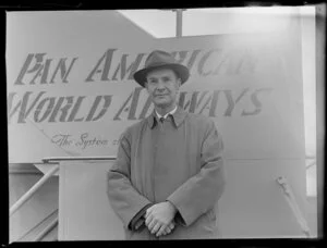 Passenger Mr Leslie Philips having arrived on a Pan American World Airways flight, location unknown
