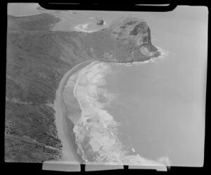 Castlepoint showing cliffs and beach, Masterton