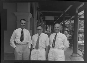 D Bennett, W M Colvill, and Captain Lewis Ambrose, Singapore