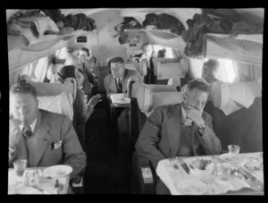 Passengers on board the Tasman Empire Airways Ltd Short Solent flying boat, Sydney to Auckland flight