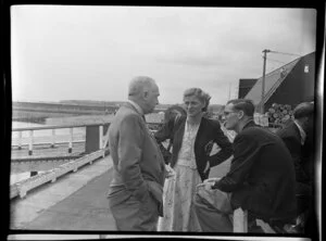 Sir Miles Thomas with members of the British Empire Games Team, [Auckland?]