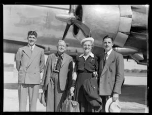 British Commonwealth Pacific Airlines, departing passengers, members of Mac Cartney's family, [Auckland?]