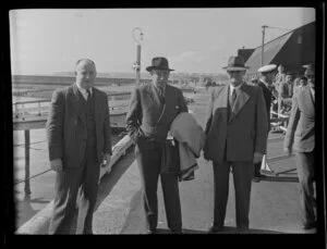 Mr Roberts, Sir Leo Isitt and Mr Gooseman, Mechanics Bay, Auckland