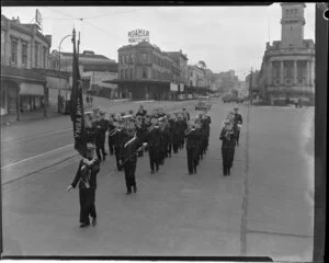 Salvation Army, marching down Queen Street, Auckland