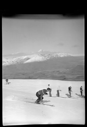 Alpine skier on Coronet Peak, Otago