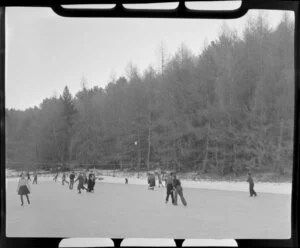 Ice skaters at Lake Tekapo, South Canterbury