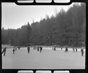 Ice skaters at Lake Tekapo, South Canterbury