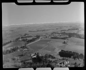 Snow-capped mountain range and rural area, Timaru, South Canterbury