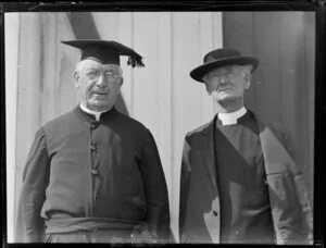 Reverend Canon Harry Mason and Reverend Noble Dale Boyes outside All Saints Anglican Church, Howick