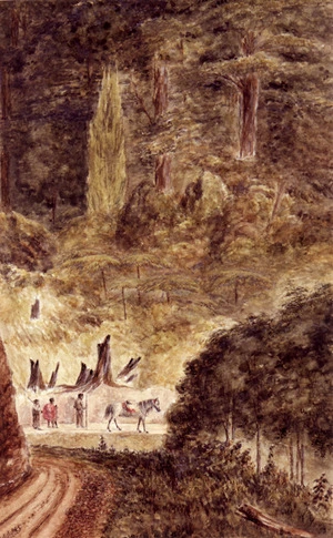 Pearse, John 1808-1882 :[Rimutaka and Wairarapa scenes]. Cutting on the Rimutaka. 1st Sept 1854.