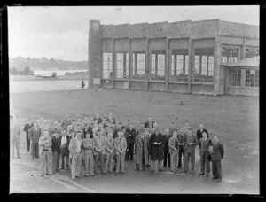 Group of men gathered at Hobsonville Old Boys Reunion