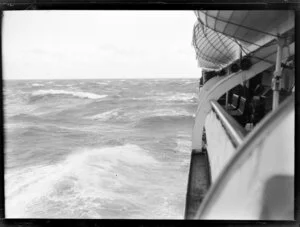 View of the open seas in the Cook Strait from the side of an unidentified ferry