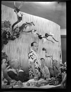 Unidentified man, making a speech, Honolulu, Hawaii