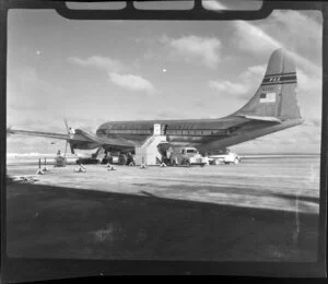Pan American World Airways, aeroplane on runway, Canton Island, Republic of Kiribati