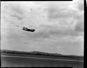 Pan American World Airways, Stratocruiser aircraft in flight at Whenuapai Airbase, Auckland