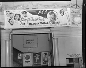 Pan American World Airways display, His Majesty's Theatre entrance