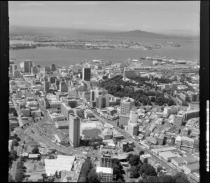 Auckland city, looking towards Devonport and Rangitoto Island