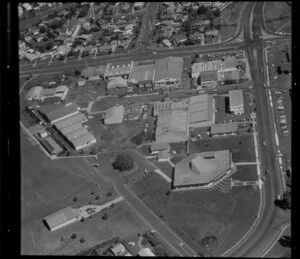 Unidentified factories, Carbine Road industrial area, Mt Wellington, Auckland, also including residential housing