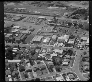 Unidentified factories in Marua Rd industrial area, Mt Wellington, Auckland, including residential houses and quarry