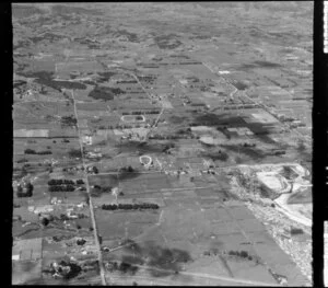 Farm land, subdivision development bottom right, Takanini, Auckland