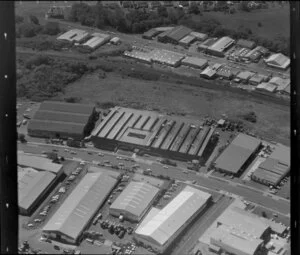 Factories, including LJF building, Glen Innes industrial area, Auckland
