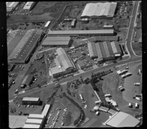 Factories, including Otis Elevator Company and Russell & Somers Limited (steel division), Carbine Road industrial area, Mt Wellington, Auckland