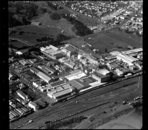 Factories, including R & W Hellaby Limited, in industrial area, Westfield, Manukau City, Auckland