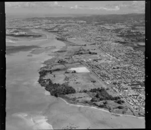 Housing Corporation development, Te Atatu, Waitakere City, Auckland, including Waitemata Harbour and Whau River