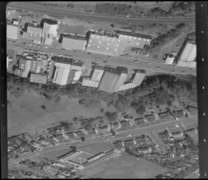 Apirana Avenue, Glen Innes, Auckland, including Glen Innes Primary School, unidentified factories, railway line, and residential housing