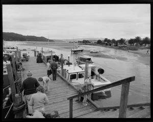 Ferry and passengers, Whitianga Wharf, Mercury Bay, Coromandel Peninsula